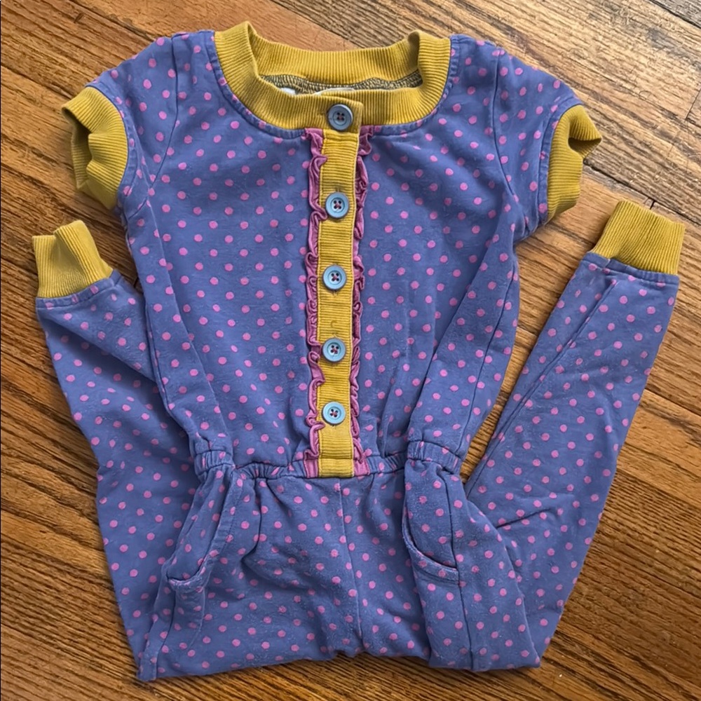 Polka Dot Baby Jumpsuit with Yellow Accents Matilda Jane